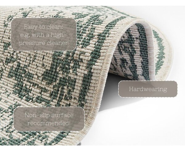 Covor adecvat pentru exterior NORTHRUGS Borbon, ø 200 cm, verde-crem