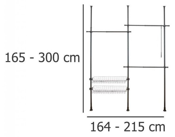 Suport pentru haine negru telescopic din metal Herkules – Wenko