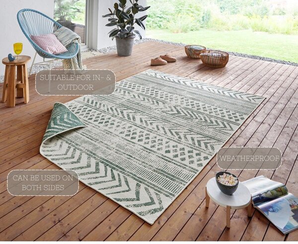 Covor adecvat pentru exterior NORTHRUGS Biri, 80 x 150 cm, verde-crem