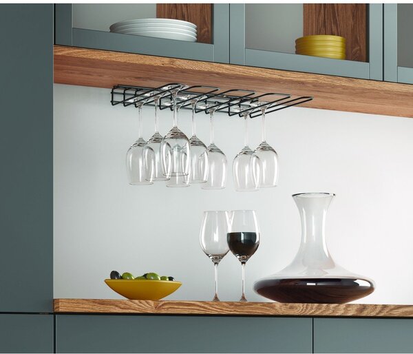 Suport de perete pentru sticle de vin Metaltex Wine Glass, negru