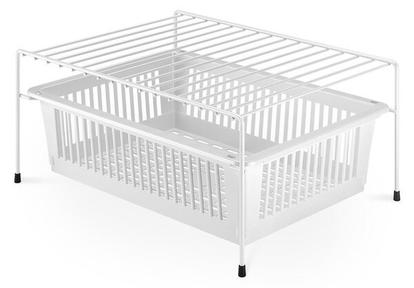 Raft suplimentar din oțel inoxidabil cu spațiu de depozitare Metaltex Dino, alb