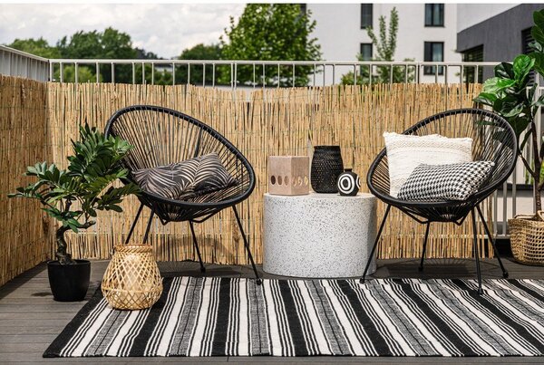 Covor reversibil pentru exterior din plastic reciclat Green Decore Zambezi, 80 x 180 cm, alb-negru