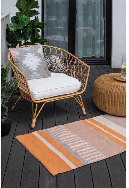 Covor reversibil pentru exterior din plastic reciclat Green Decore Bella, 80 x 180 cm, bej-portocaliu