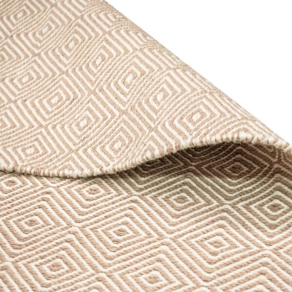 Covor reversibil pentru exterior din plastic reciclat Green Decore Solitaire, 90 x 150 cm, crem