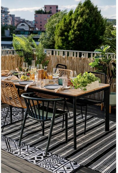 Covor reversibil pentru exterior din plastic reciclat Green Decore Zambezi, 80 x 180 cm, alb-negru
