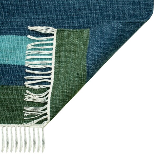 Covor reversibil pentru exterior din plastic reciclat Green Decore Marlin, 90 x 150 cm, albastru-închis