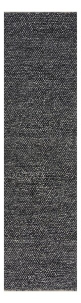 Covor tip traversă gri închis țesut manual din amestesc de lână 60x230 cm Minerals – Flair Rugs
