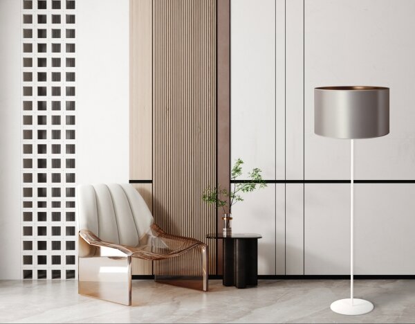 Lampadar Duolla CANNES 1xE27/15W/230V d. 45 cm argintiu/cupru/alb
