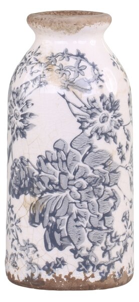 Vaza Vintage Leaves, ceramica, gri, 8x16 cm