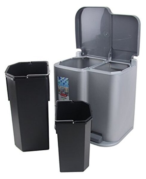 Coș de gunoi cu pedală Curver Duo gri, 21 l