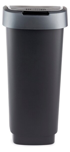 Coș de gunoi din plastic reciclat, argintiu-negru 25 l Twist - Rotho
