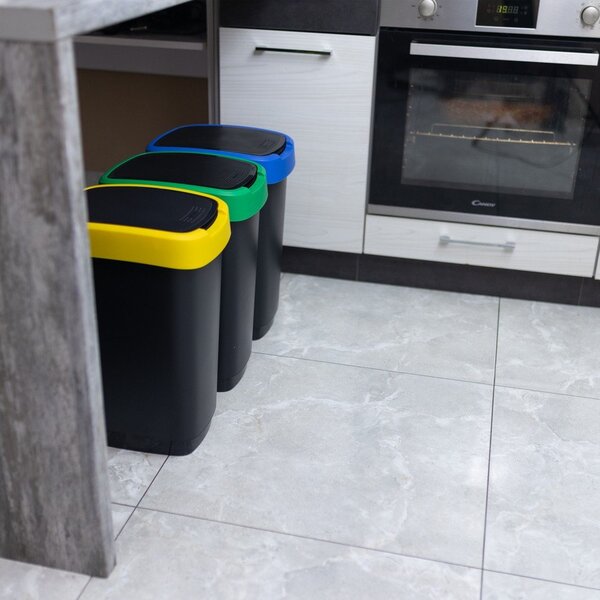 Coșuri de gunoi negre 3 buc. pentru reciclat din plastic reciclat 25 l Twist – Rotho