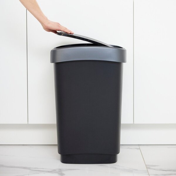 Coș de gunoi din plastic reciclat, argintiu-negru 25 l Twist - Rotho