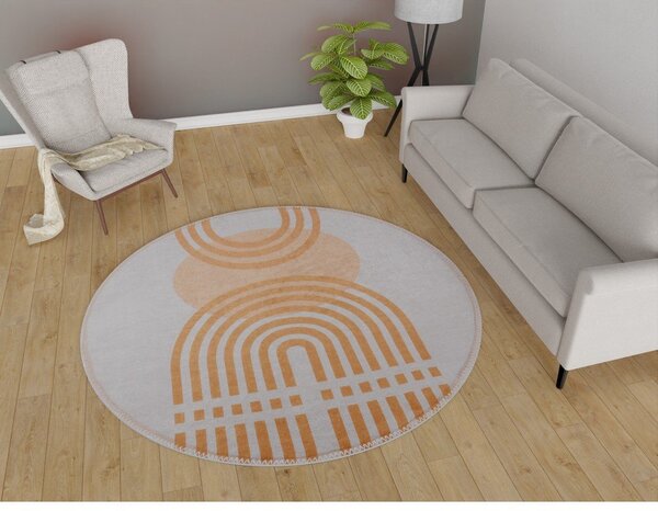 Covor portocaliu/gri lavabil rotund ø 160 cm Arch – Vitaus