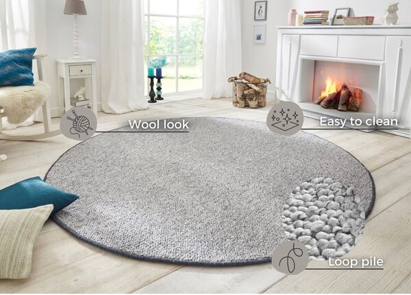 Covor gri rotund ø 200 cm Wolly – BT Carpet
