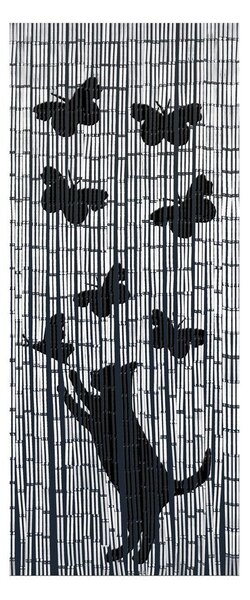 Perdea de ușă din bambus neagră/gri 200x90 cm Cat and Butterfly - Maximex