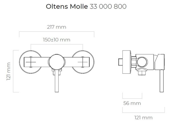 Oltens Molle baterie de duș perete auriu strălucitor 33000800