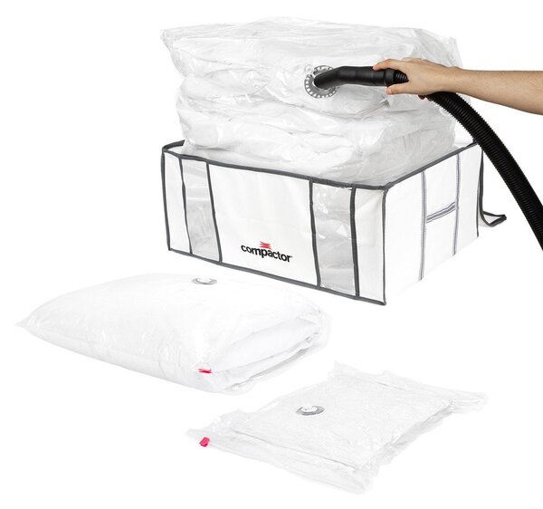 Cutie de depozitare pentru haine din material textil cu vacuum/cu pereți întăriți 65x45x26,5 cm Life – Compactor