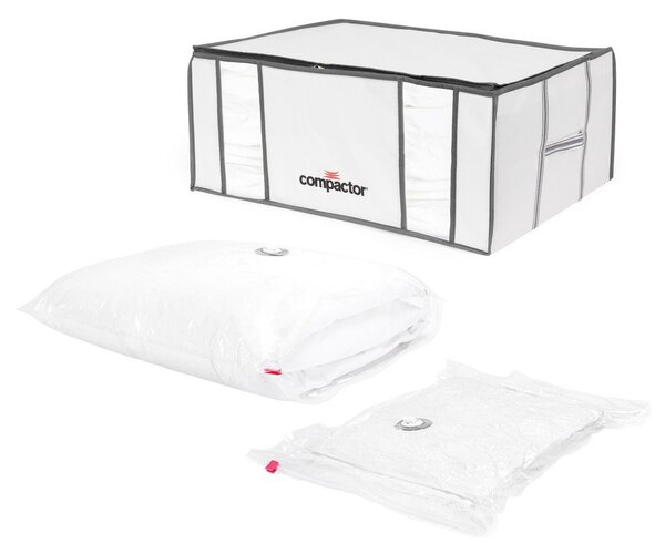 Cutie de depozitare pentru haine din material textil cu vacuum/cu pereți întăriți 65x45x26,5 cm Life – Compactor