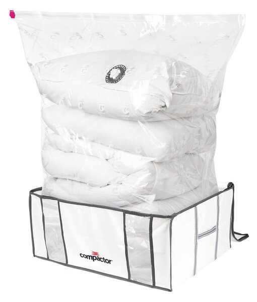Cutii de depozitare pentru haine 2 buc. din material textil cu vacuum/cu pereți întăriți 65x45x27 cm Life – Compactor