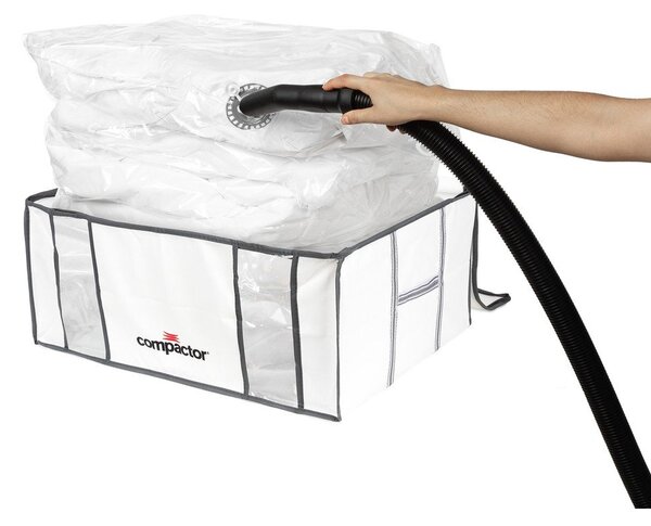 Cutii de depozitare pentru haine 2 buc. din material textil cu vacuum/cu pereți întăriți 65x45x27 cm Life – Compactor