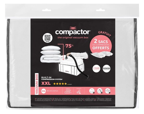 Cutie de depozitare pentru haine din material textil cu vacuum/cu pereți întăriți 65x45x26,5 cm Life – Compactor