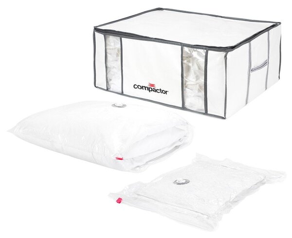 Cutie de depozitare pentru haine din material textil cu vacuum/cu pereți întăriți 65x45x26,5 cm Life – Compactor