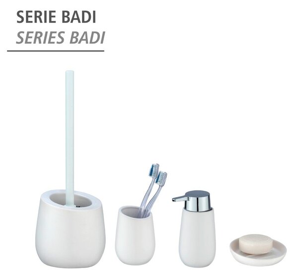 Perie cu suport din ceramică pentru toaletă Wenko Badi, alb