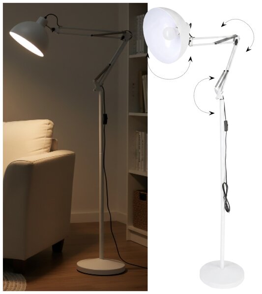 Brilagi - Lampă de podea flexibilă TASKER 1xE27/60W/230V 157 cm albă