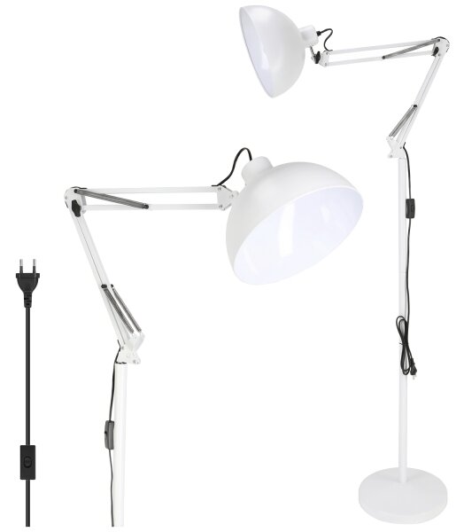 Brilagi - Lampă de podea flexibilă TASKER 1xE27/60W/230V 157 cm albă