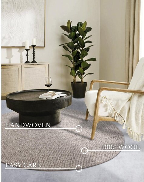 Covor maro deschis țesut manual rotund din lână ø 160 cm Francois – Villeroy&Boch