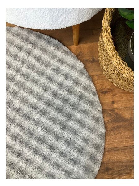 Covor gri lavabil rotund ø 120 cm Bubbly – Oyo Concept