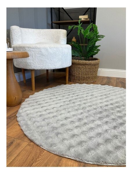 Covor gri lavabil rotund ø 120 cm Bubbly – Oyo Concept