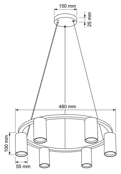 Brilagi - Lustra LED RGBW reglabilă suspendată pe cablu SELE 6xGU10/6,5W/230V neagră