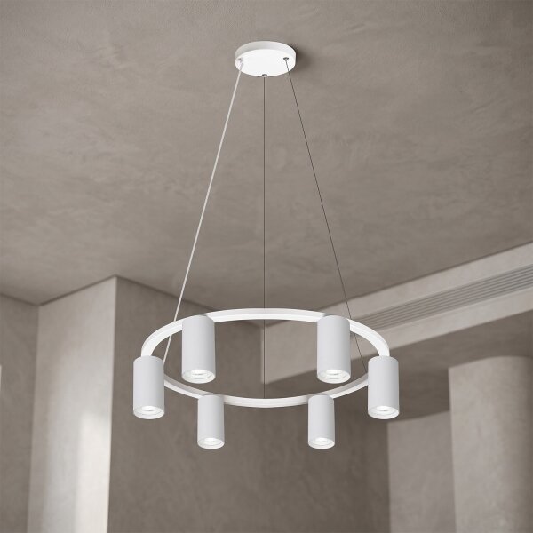 Brilagi - Lustră LED RGBW dimabilă, suspendată pe cablu SELE, 6xGU10/6,5W/230V, albă