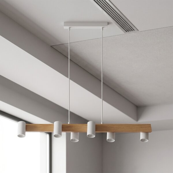 Brilagi - Lustră LED RGBW reglabilă pe cablu SELE 6xGU10/6,5W/230V alb/stejar