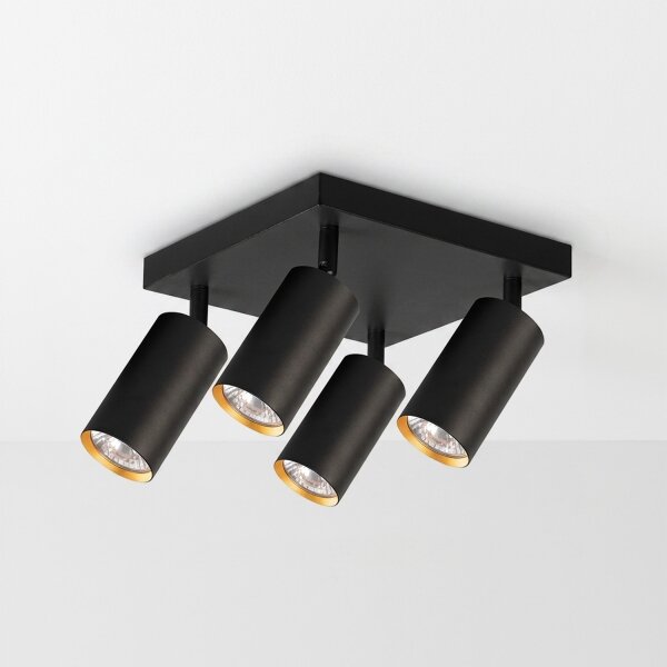 Brilagi - Spot LED RGBW dimerizabil SELE SQUARE 4xGU10/6,5W/230V negru/auriu