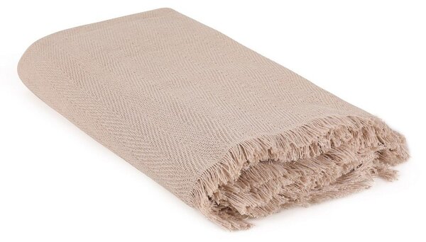 Cuvertură maro din bumbac reciclat 170x205 cm Merlin – Mijolnir