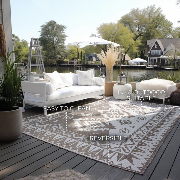 Covor de exterior maro/crem 80x150 cm Gemini – Elle Decoration