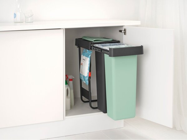 Coș de gunoi verde mentă/gri închis de reciclat/ încorporat din plastic 60 l Sort&Go – Brabantia