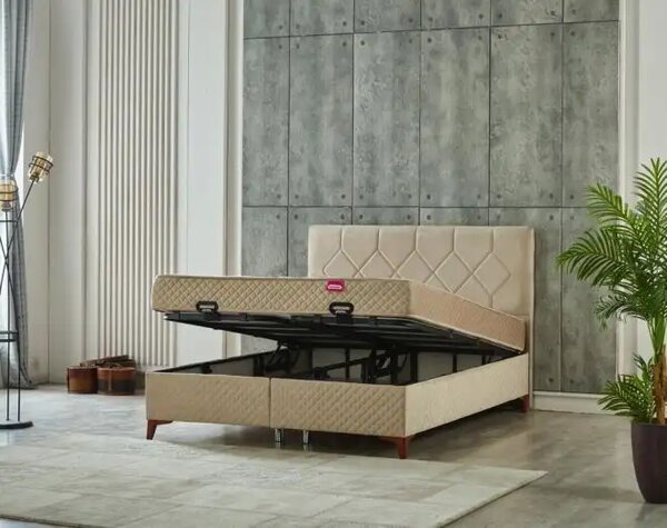 Set Pat tapițat cu saltea inclusă și ladă 160*200 cm, Atlantis