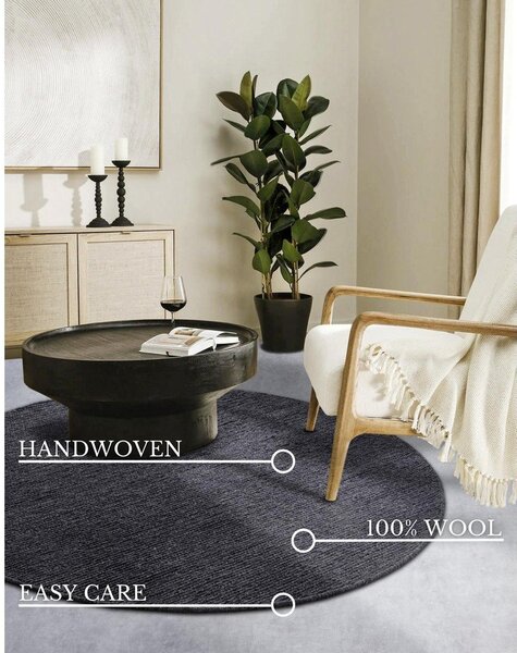 Covor gri închis țesut manual rotund din lână ø 160 cm Francois – Villeroy&Boch