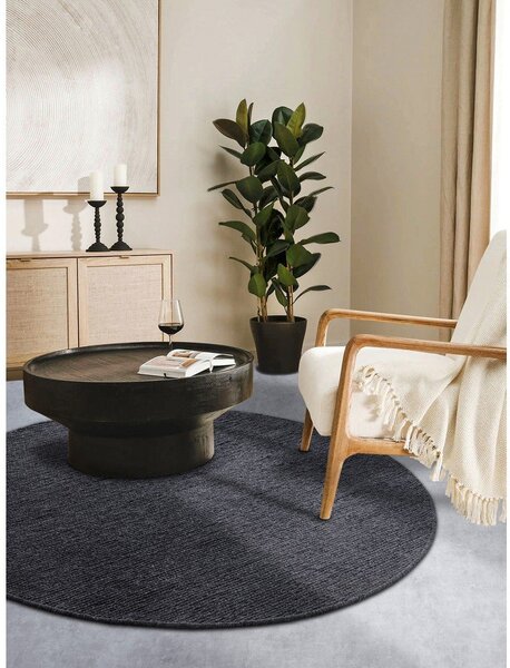 Covor gri închis țesut manual rotund din lână ø 160 cm Francois – Villeroy&Boch