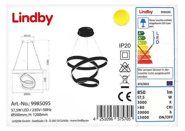 Lustră LED pe cablu OLADA LED/57,5W/230V Lindby