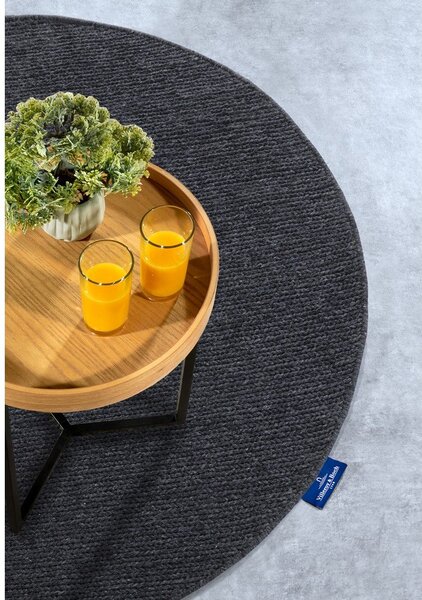 Covor gri închis țesut manual rotund din lână ø 160 cm Francois – Villeroy&Boch
