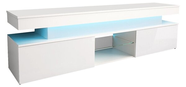 Comodă TV Monfero, Alb lucios, Alb, MDF, PAL laminat, 54x190x39cm, 49 kg