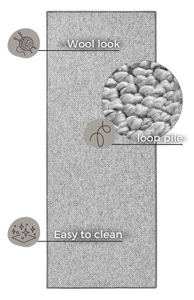 Covor tip traversă gri 80x300 cm Wolly – BT Carpet