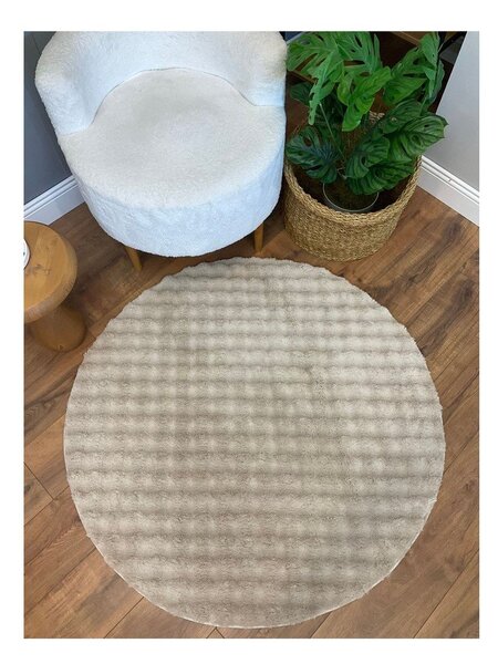 Covor bej lavabil rotund ø 120 cm Bubbly – Oyo Concept