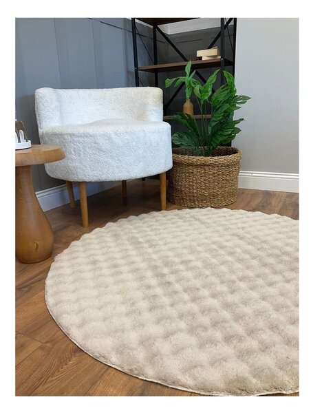 Covor bej lavabil rotund ø 120 cm Bubbly – Oyo Concept