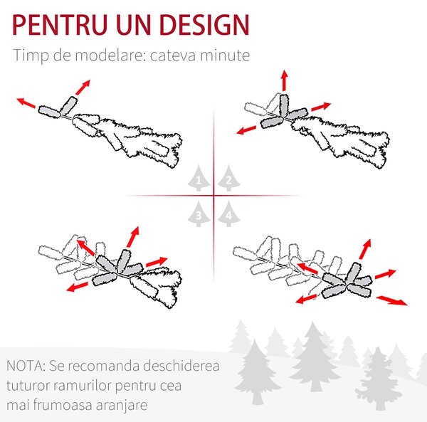 Pom de Craciun artificial 165cm cu ramuri realiste si 27 de conuri de pin, decor de Craciun, verde HOMCOM | Aosom RO